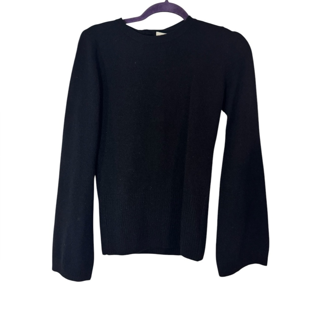 NWT Qi Cashmere Sweater in XS, crew neck with tie back and flared sleeves